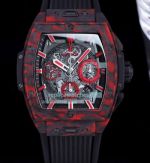 Swiss HUB4700 Hublot Replica Big Bang Watch Carbon - Red Carbon Bezel Black Band